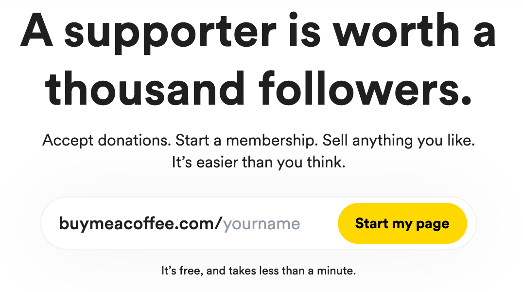 Creator Signup process for Buy me a coffee